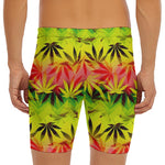 Hemp Leaf Reggae Pattern Print Men's Long Boxer Briefs