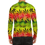 Hemp Leaf Reggae Pattern Print Men's Long Sleeve Rash Guard