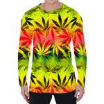 Hemp Leaf Reggae Pattern Print Men's Long Sleeve T-Shirt