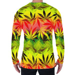 Hemp Leaf Reggae Pattern Print Men's Long Sleeve T-Shirt