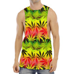Hemp Leaf Reggae Pattern Print Men's Muscle Tank Top