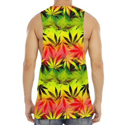 Hemp Leaf Reggae Pattern Print Men's Muscle Tank Top