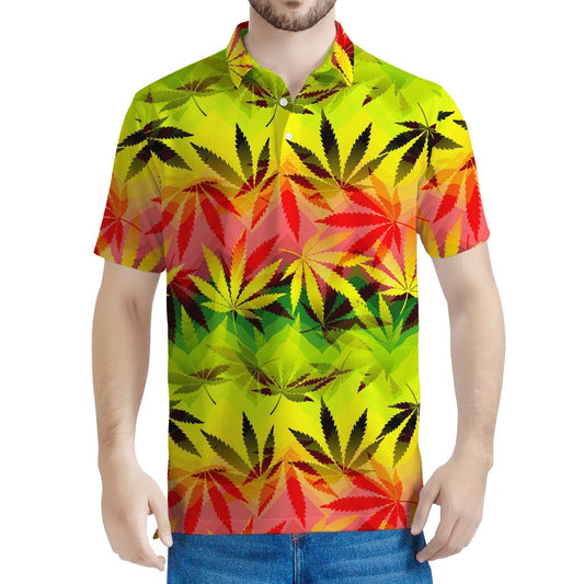 Hemp Leaf Reggae Pattern Print Men's Polo Shirt