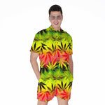 Hemp Leaf Reggae Pattern Print Men's Rompers