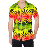 Hemp Leaf Reggae Pattern Print Men's Shirt