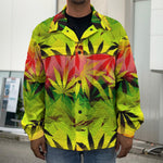 Hemp Leaf Reggae Pattern Print Men's Shirt Jacket