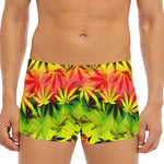 Hemp Leaf Reggae Pattern Print Men's Short Boxer Briefs