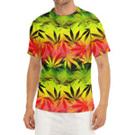 Hemp Leaf Reggae Pattern Print Men's Short Sleeve Rash Guard