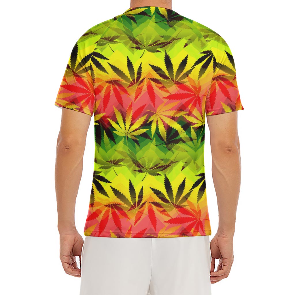 Hemp Leaf Reggae Pattern Print Men's Short Sleeve Rash Guard
