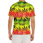 Hemp Leaf Reggae Pattern Print Men's Short Sleeve Rash Guard