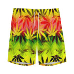 Hemp Leaf Reggae Pattern Print Men's Sports Shorts