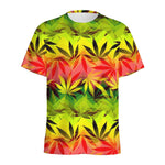 Hemp Leaf Reggae Pattern Print Men's Sports T-Shirt