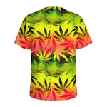Hemp Leaf Reggae Pattern Print Men's Sports T-Shirt