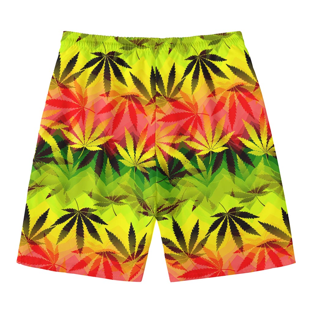 Hemp Leaf Reggae Pattern Print Men's Swim Trunks