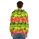 Hemp Leaf Reggae Pattern Print Men's Velvet Pullover Hoodie