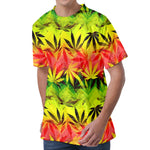 Hemp Leaf Reggae Pattern Print Men's Velvet T-Shirt