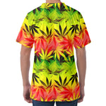 Hemp Leaf Reggae Pattern Print Men's Velvet T-Shirt