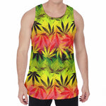 Hemp Leaf Reggae Pattern Print Men's Velvet Tank Top