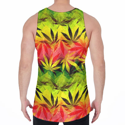 Hemp Leaf Reggae Pattern Print Men's Velvet Tank Top