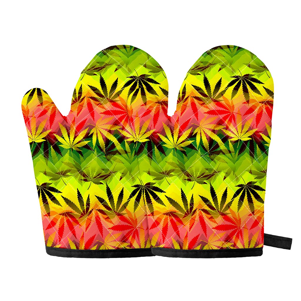 Hemp Leaf Reggae Pattern Print Oven Mitts