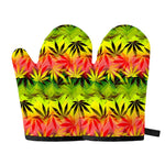 Hemp Leaf Reggae Pattern Print Oven Mitts