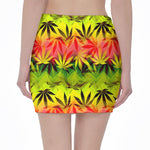 Hemp Leaf Reggae Pattern Print Pencil Mini Skirt