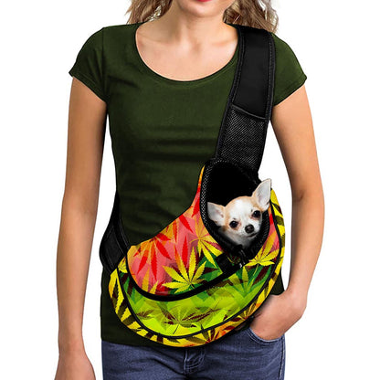 Hemp Leaf Reggae Pattern Print Pet Sling Carrier
