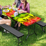 Hemp Leaf Reggae Pattern Print Picnic Table Cover