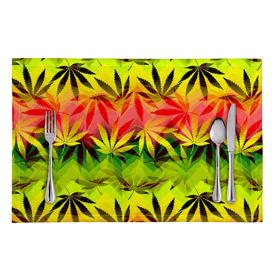 Hemp Leaf Reggae Pattern Print Placemat