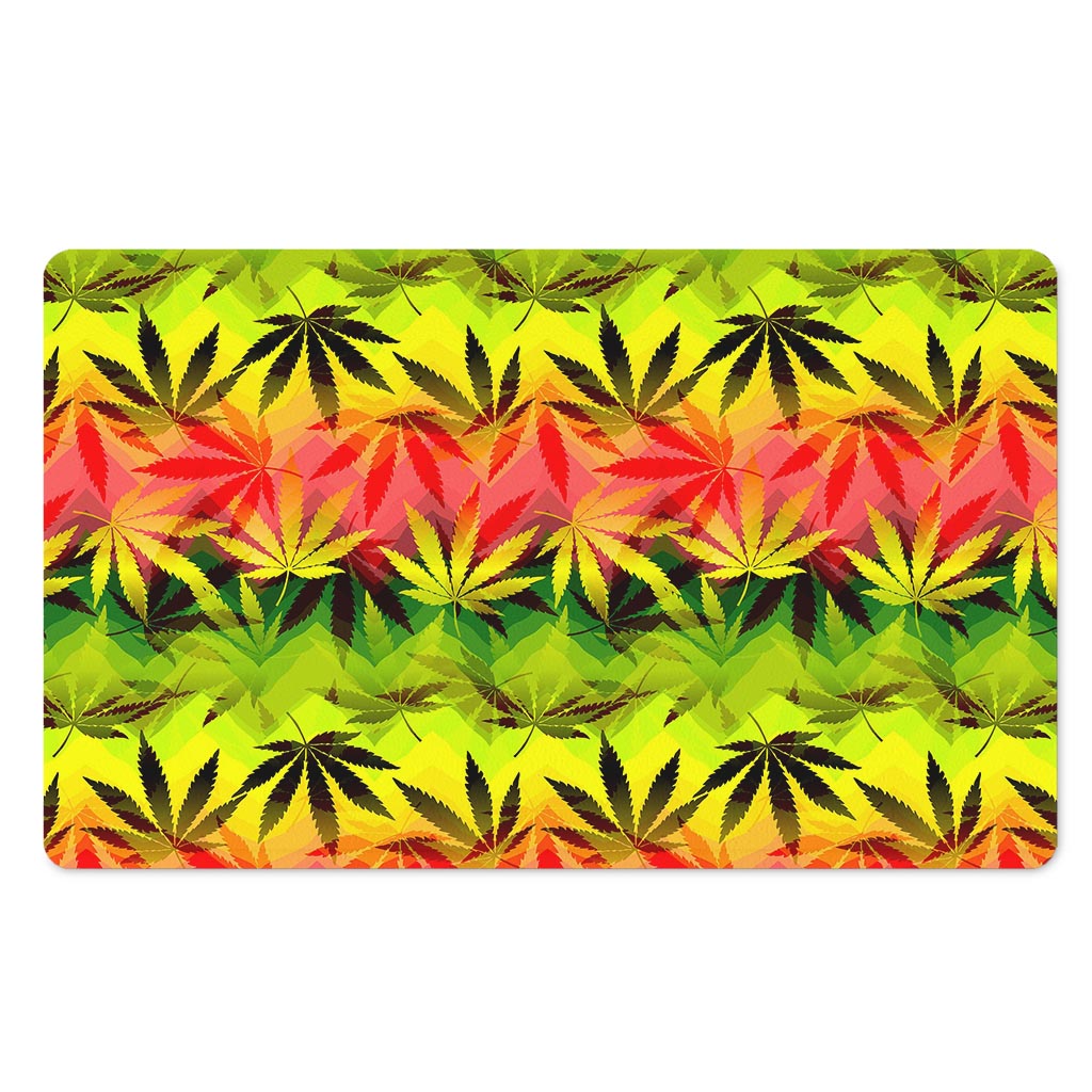 Hemp Leaf Reggae Pattern Print Polyester Doormat