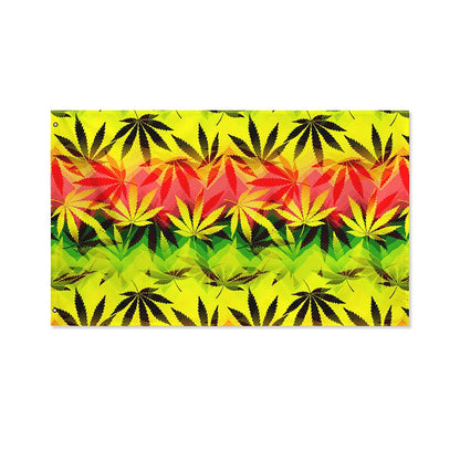 Hemp Leaf Reggae Pattern Print Polyester Flag