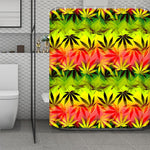 Hemp Leaf Reggae Pattern Print Polyester Shower Curtain