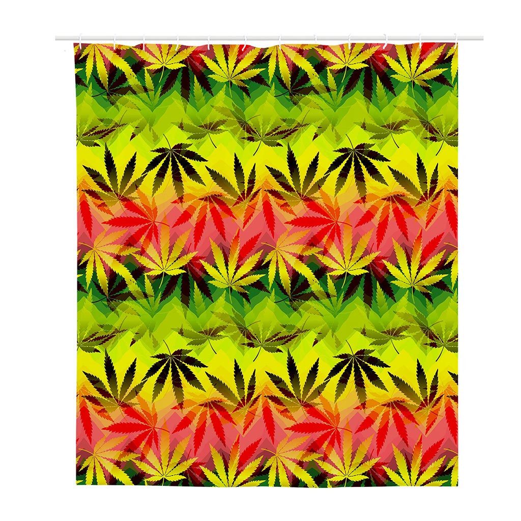 Hemp Leaf Reggae Pattern Print Polyester Shower Curtain