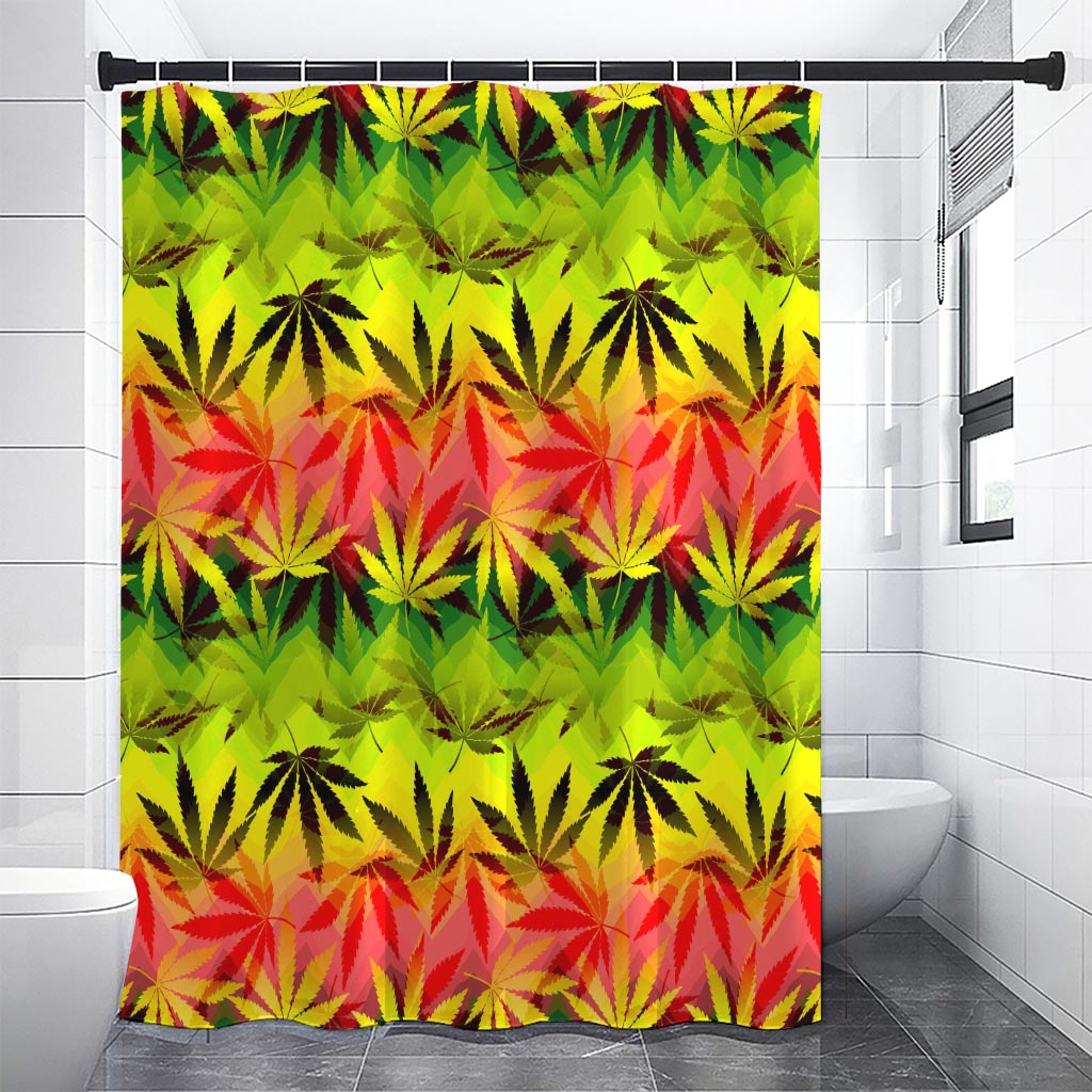 Hemp Leaf Reggae Pattern Print Premium Shower Curtain
