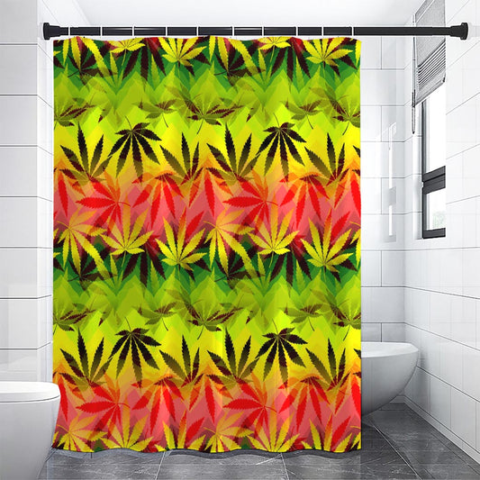 Hemp Leaf Reggae Pattern Print Premium Shower Curtain