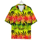 Hemp Leaf Reggae Pattern Print Rayon Hawaiian Shirt
