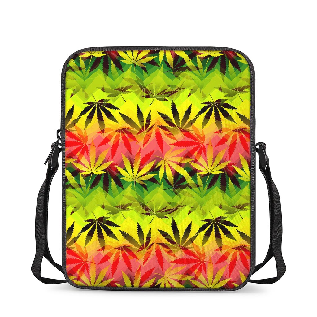 Hemp Leaf Reggae Pattern Print Rectangular Crossbody Bag
