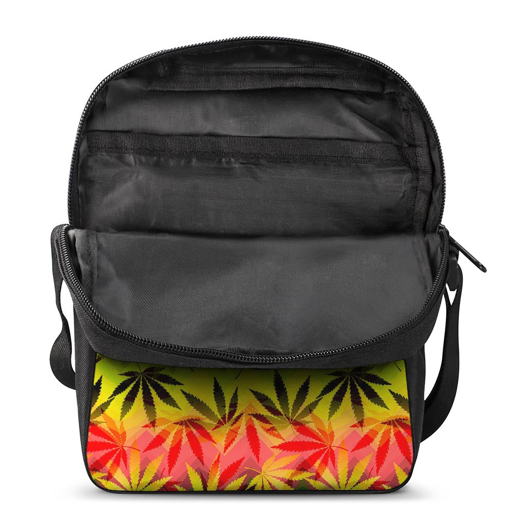 Hemp Leaf Reggae Pattern Print Rectangular Crossbody Bag