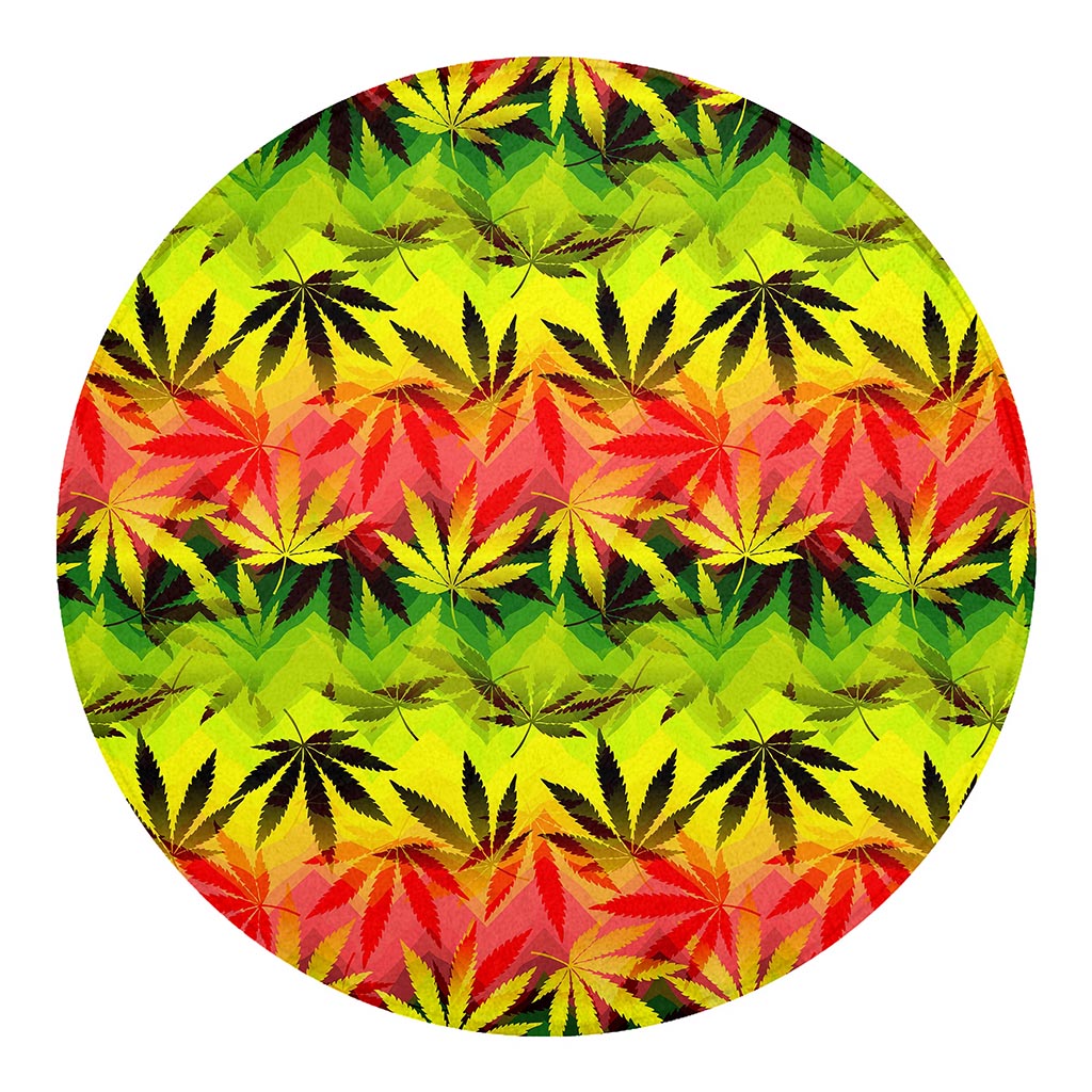 Hemp Leaf Reggae Pattern Print Round Blanket