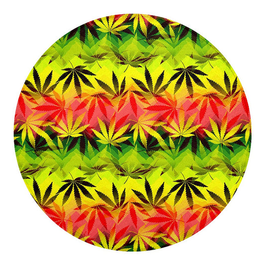 Hemp Leaf Reggae Pattern Print Round Blanket