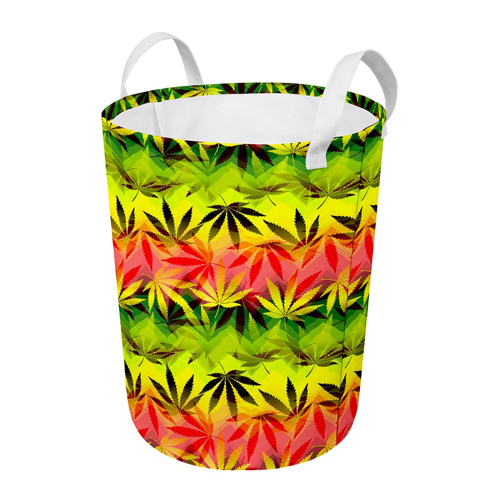 Hemp Leaf Reggae Pattern Print Round Laundry Basket
