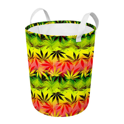 Hemp Leaf Reggae Pattern Print Round Laundry Basket