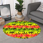 Hemp Leaf Reggae Pattern Print Round Rug