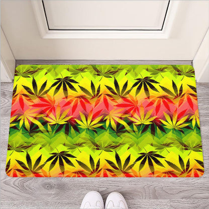 Hemp Leaf Reggae Pattern Print Rubber Doormat