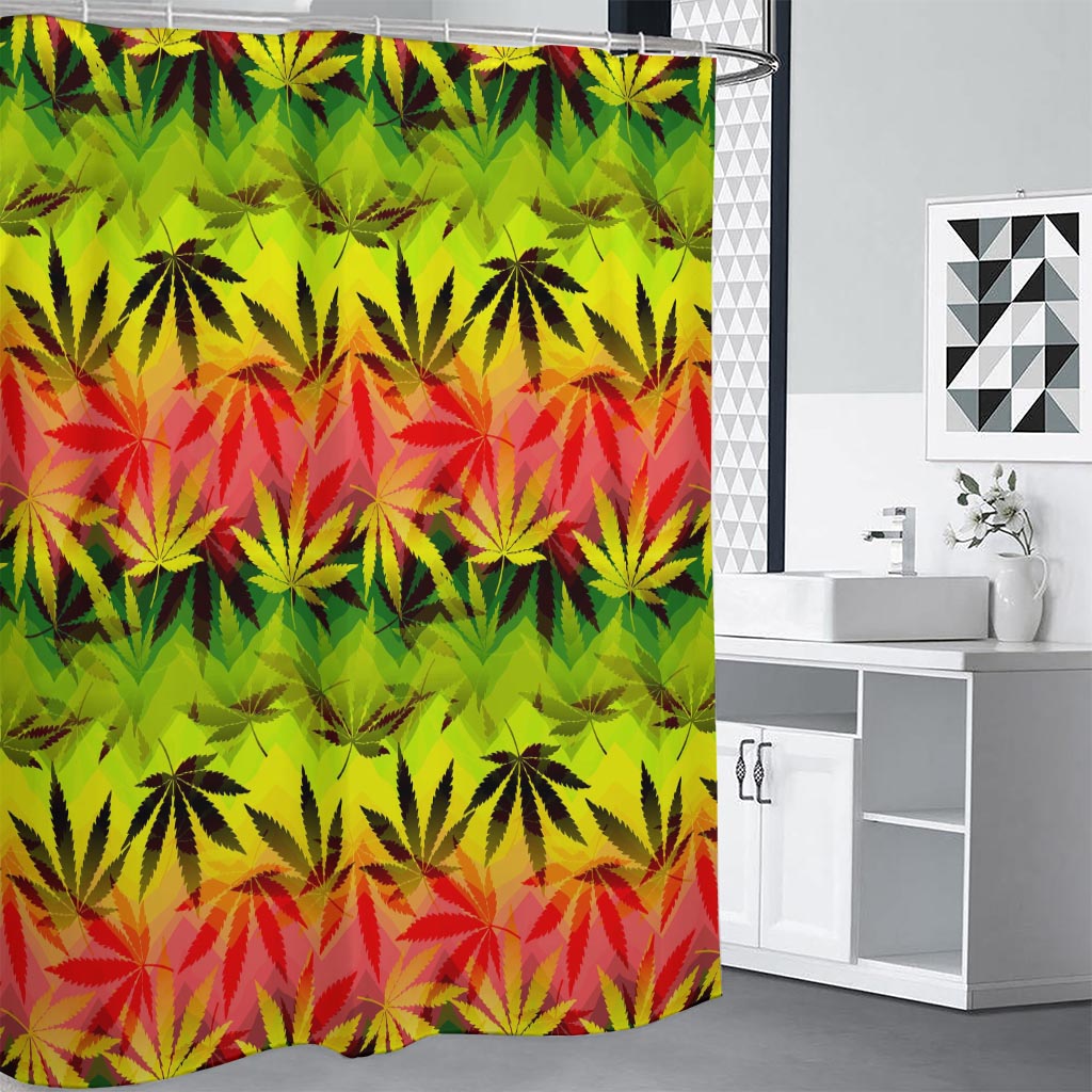 Hemp Leaf Reggae Pattern Print Shower Curtain
