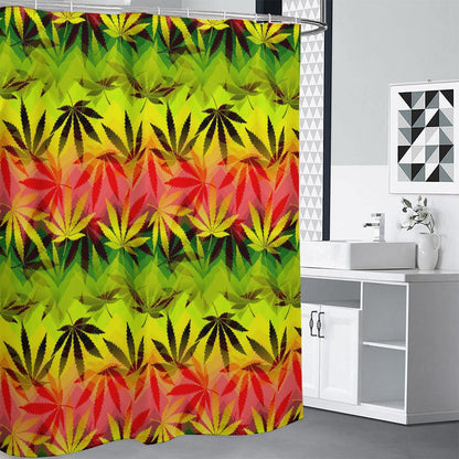 Hemp Leaf Reggae Pattern Print Shower Curtain