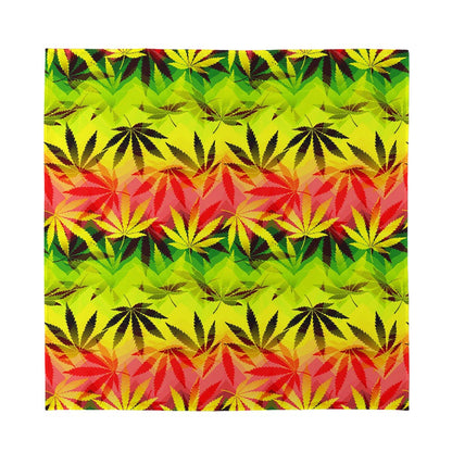 Hemp Leaf Reggae Pattern Print Silk Bandana