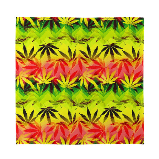 Hemp Leaf Reggae Pattern Print Silk Bandana