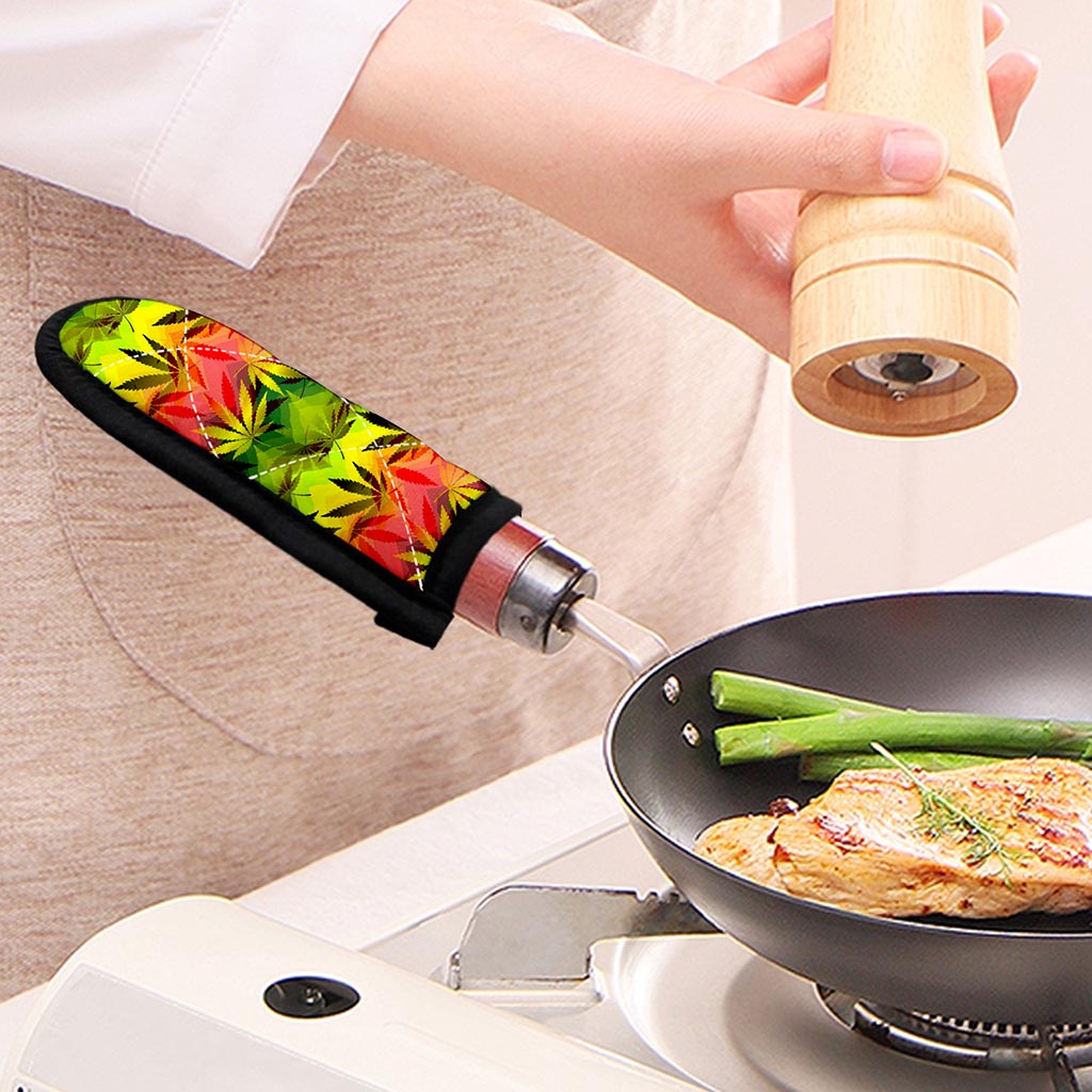 Hemp Leaf Reggae Pattern Print Skillet Handle Cover