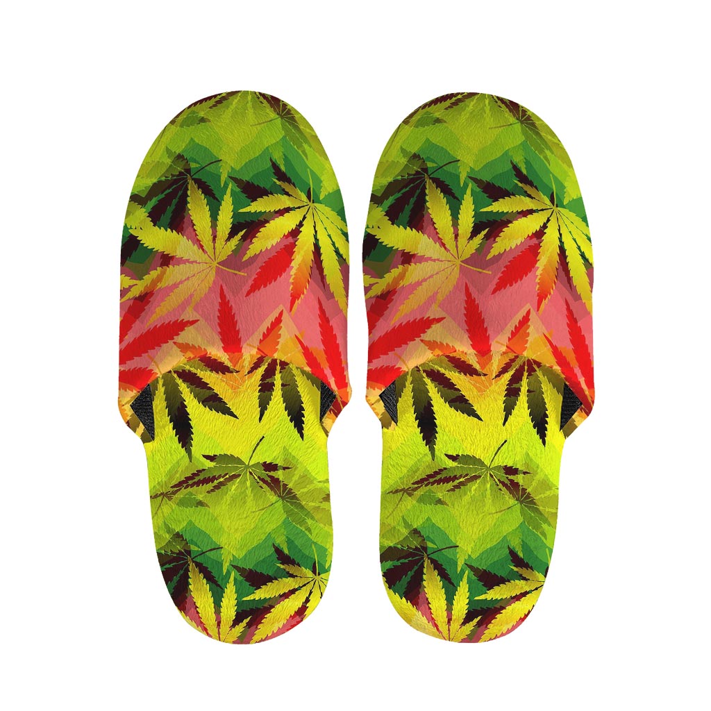 Hemp Leaf Reggae Pattern Print Slippers